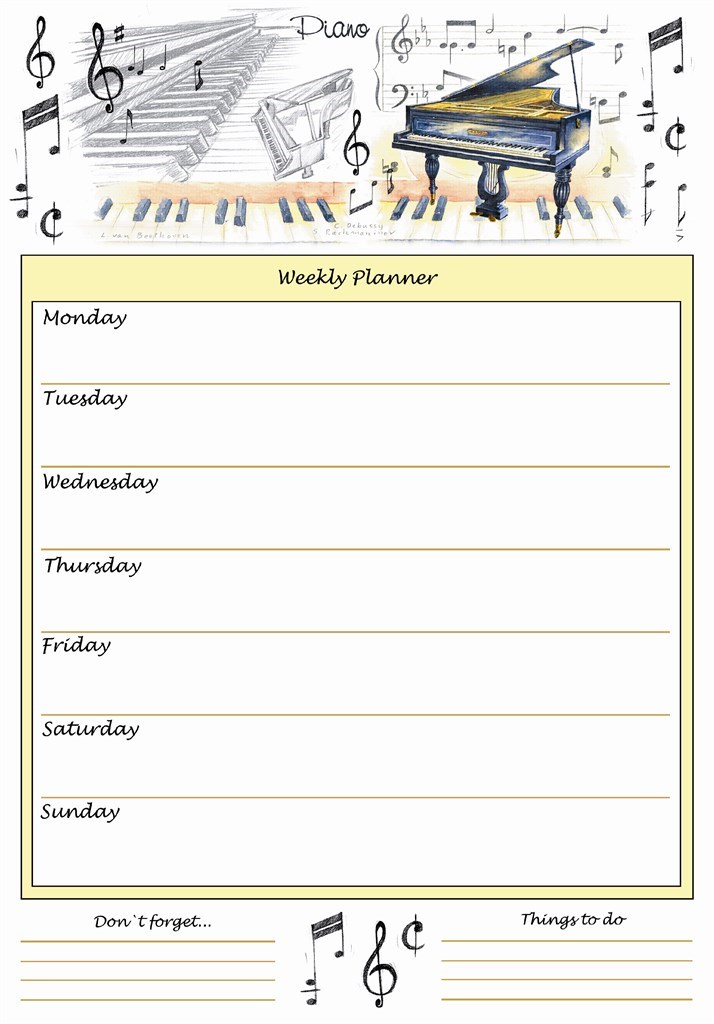 A4 Weekly Planner - Piano Design